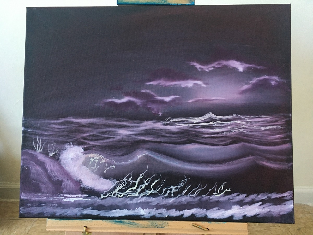 art therapy oil painting of waves