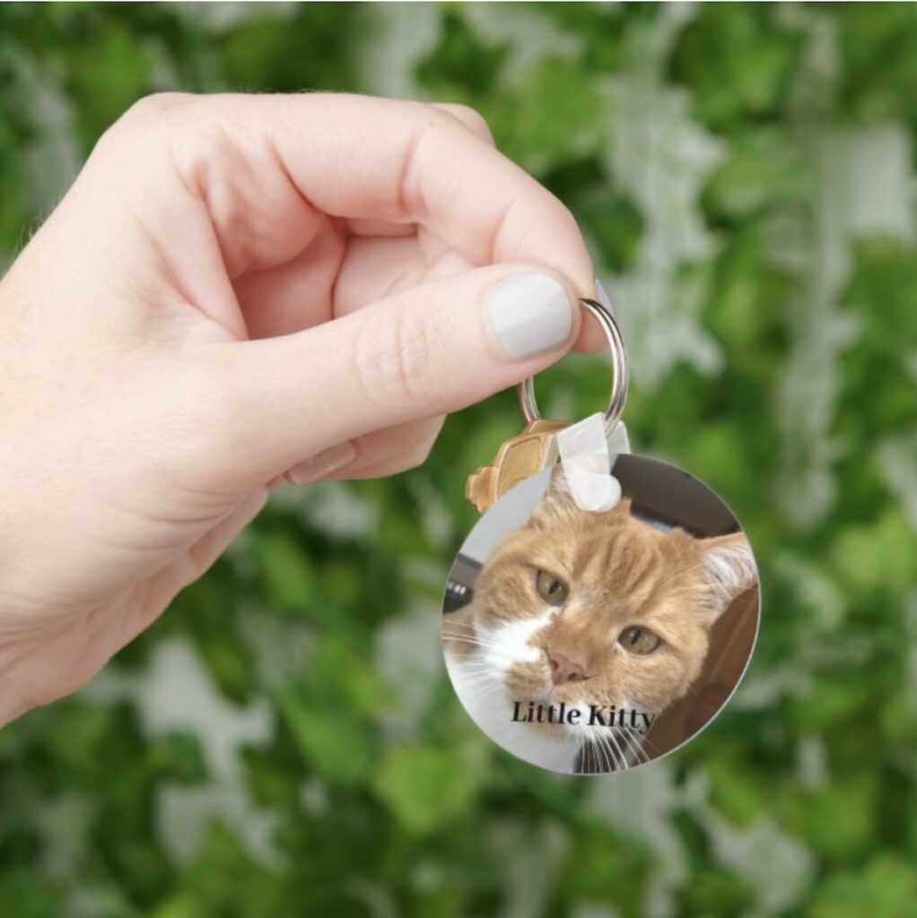 pet loss memorial gift custom cat photo keychain with name