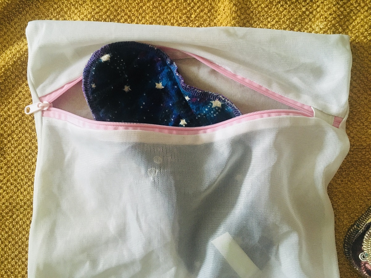 zipped laundry bag for reusable pads