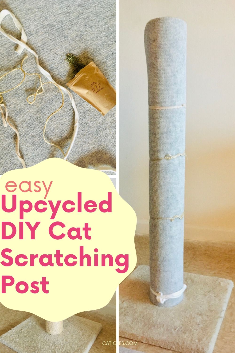 Upcycled DIY Cat Scratching Post with Carpet [Easy Tutorial]