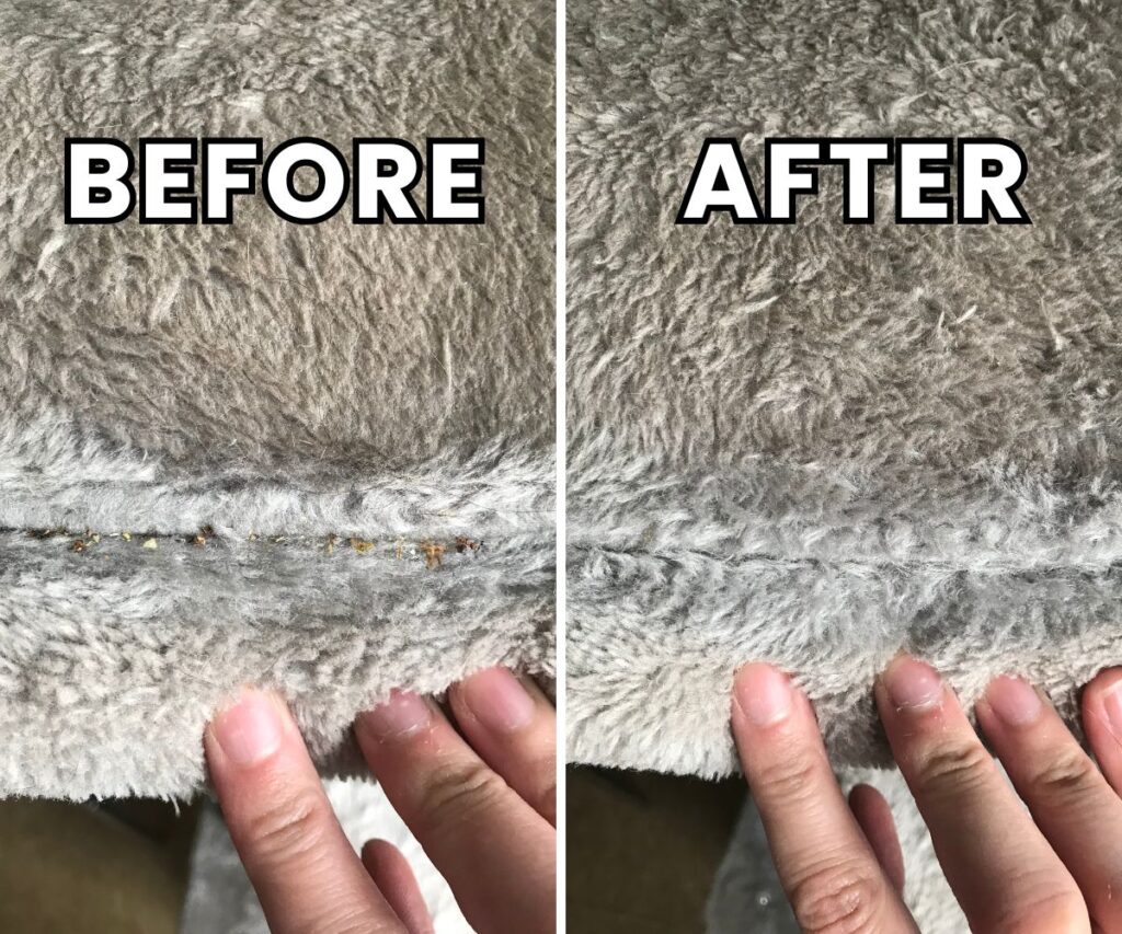before and after cleaning cat condo with lubluelu vacuum