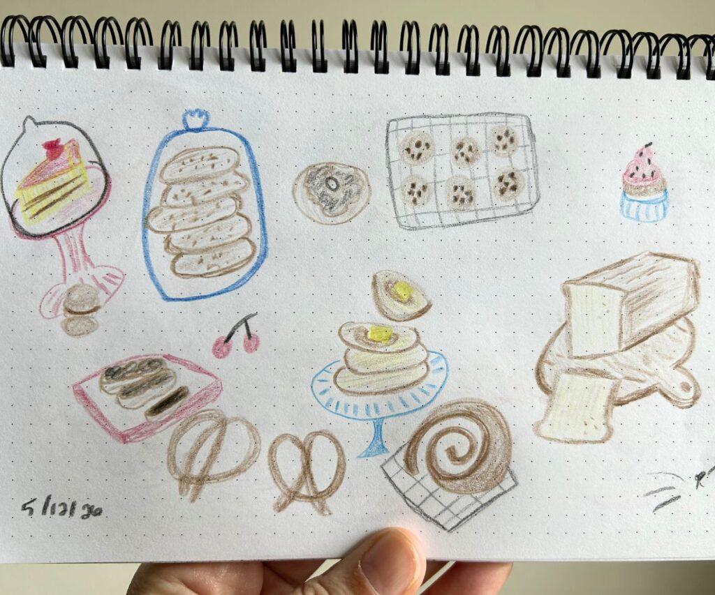 baked goods colored pencil drawing caticles.com