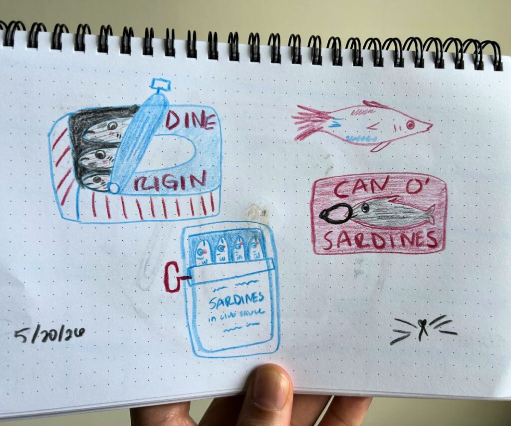 sardines colored pencil drawing caticles.com