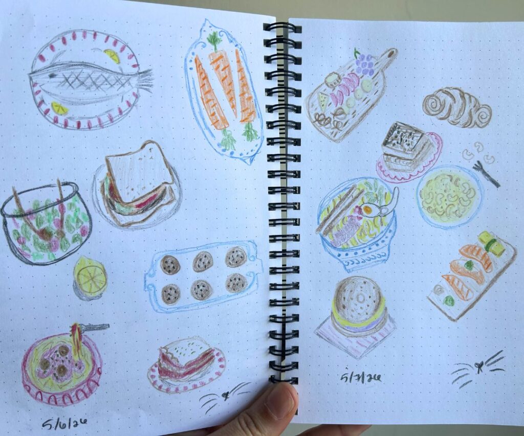 food colored pencil drawing doodle caticles.com